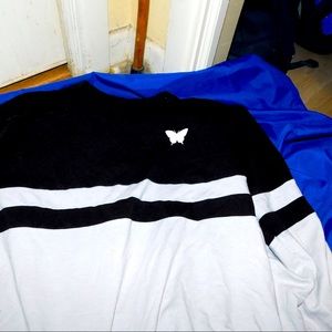 shein black and white baggy butterfly shirt